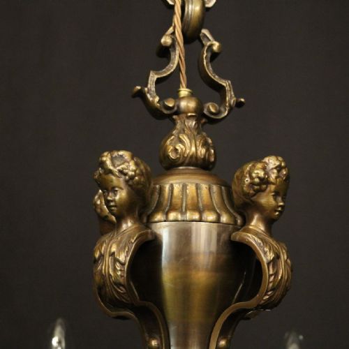 FRENCH BRONZE 8 LIGHT ANTIQUE CHANDELIER - ADDITIONAL PHOTO 8