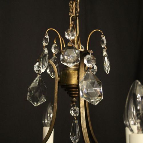 FRENCH BRASS CRYSTAL 6 LIGHT CHANDELIER - ADDITIONAL PHOTO 8
