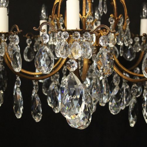 FRENCH GILDED BRONZE CRYSTAL 8 LIGHT ANTIQUE CHANDELIER - ADDITIONAL PHOTO 3