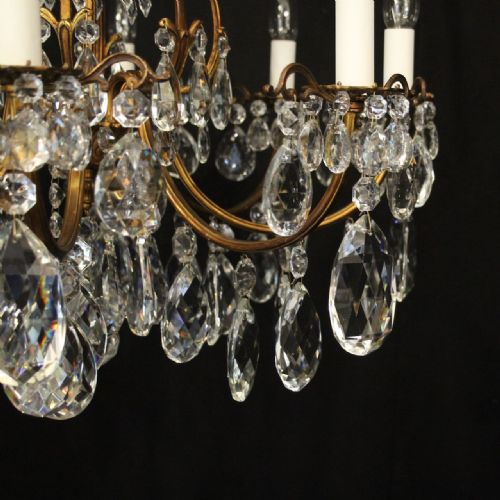 FRENCH GILDED BRONZE CRYSTAL 8 LIGHT ANTIQUE CHANDELIER - ADDITIONAL PHOTO 4