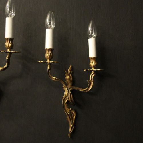FRENCH PAIR OF GILDED ANTIQUE WALL LIGHTS - ADDITIONAL PHOTO 1
