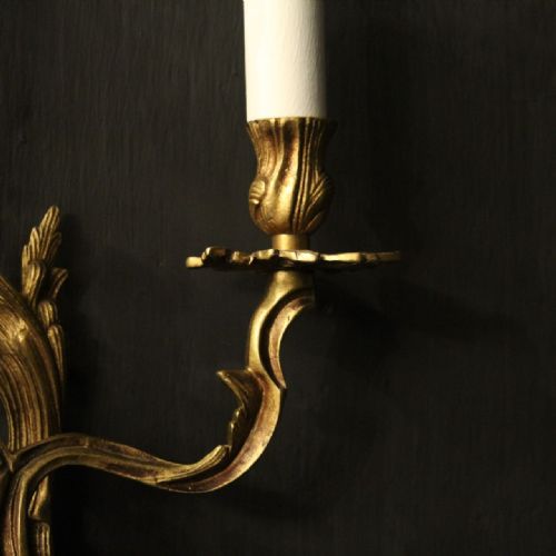 FRENCH PAIR OF GILDED ANTIQUE WALL LIGHTS - ADDITIONAL PHOTO 2