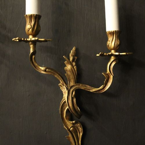 FRENCH PAIR OF GILDED ANTIQUE WALL LIGHTS - ADDITIONAL PHOTO 3