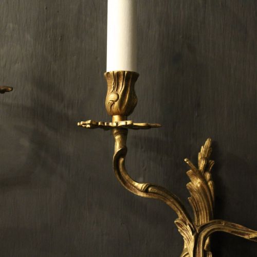 FRENCH PAIR OF GILDED ANTIQUE WALL LIGHTS - ADDITIONAL PHOTO 5