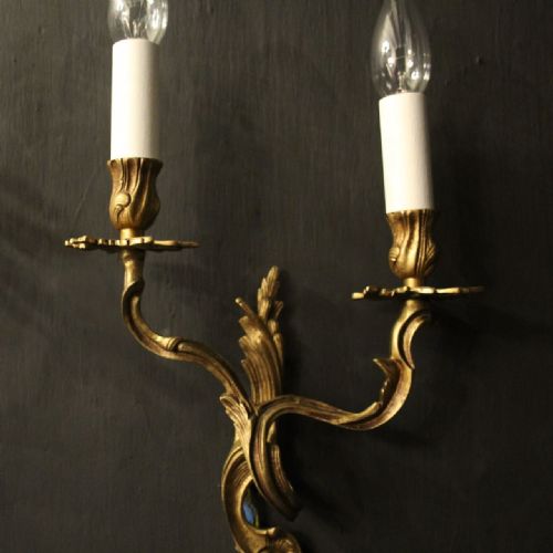 FRENCH PAIR OF GILDED ANTIQUE WALL LIGHTS - ADDITIONAL PHOTO 6