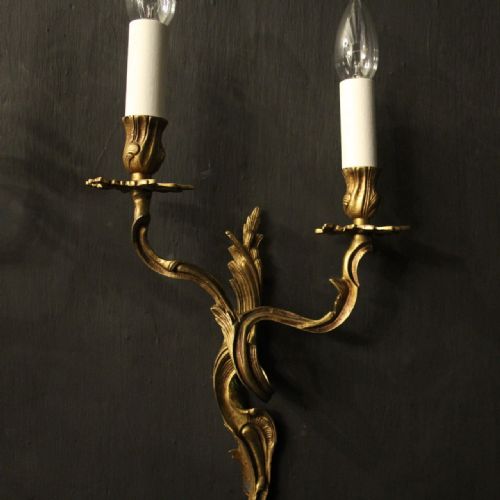 FRENCH PAIR OF GILDED ANTIQUE WALL LIGHTS - ADDITIONAL PHOTO 7