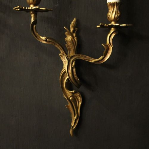 FRENCH PAIR OF GILDED ANTIQUE WALL LIGHTS - ADDITIONAL PHOTO 8