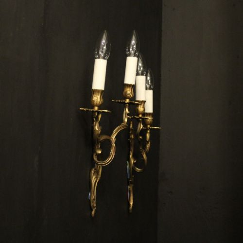 FRENCH PAIR OF GILDED ANTIQUE WALL LIGHTS - ADDITIONAL PHOTO 9