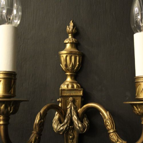 FRENCH SET OF 6 GILDED TWIN ARM ANTIQUE WALL LIGHTS - ADDITIONAL PHOTO 2