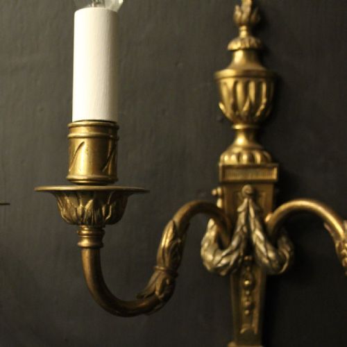 FRENCH SET OF 6 GILDED TWIN ARM ANTIQUE WALL LIGHTS - ADDITIONAL PHOTO 4