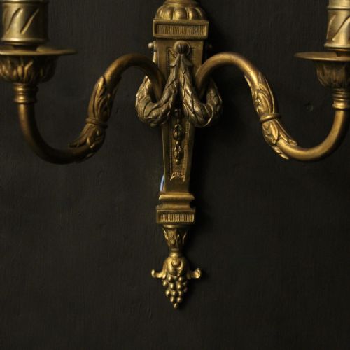 FRENCH SET OF 6 GILDED TWIN ARM ANTIQUE WALL LIGHTS - ADDITIONAL PHOTO 6