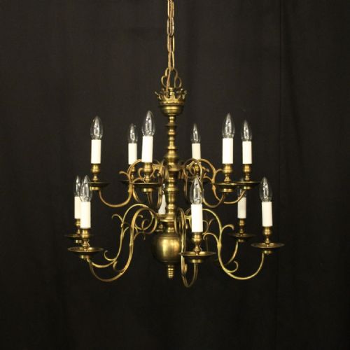 english brass 12 light late 19th century antique chandelier - CATEGORY: ANTIQUE LIGHTING - DATED 19TH CENTURY