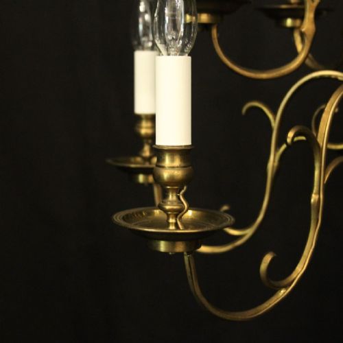 ENGLISH BRASS 12 LIGHT LATE 19TH CENTURY ANTIQUE CHANDELIER - ADDITIONAL PHOTO 2