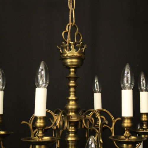 ENGLISH BRASS 12 LIGHT LATE 19TH CENTURY ANTIQUE CHANDELIER - ADDITIONAL PHOTO 7
