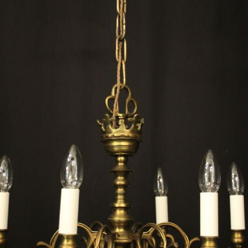 ENGLISH BRASS 12 LIGHT LATE 19TH CENTURY ANTIQUE CHANDELIER - ADDITIONAL PHOTO 8