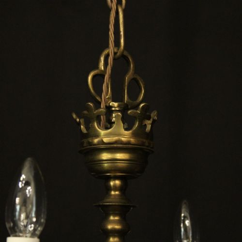 ENGLISH BRASS 12 LIGHT LATE 19TH CENTURY ANTIQUE CHANDELIER - ADDITIONAL PHOTO 9