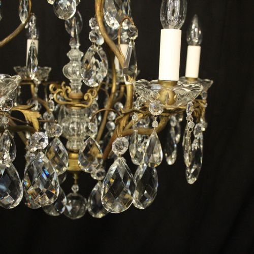 FRENCH GILDED 7 LIGHT ANTIQUE CRYSTAL CHANDELIER - ADDITIONAL PHOTO 2