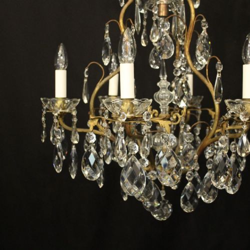 FRENCH GILDED 7 LIGHT ANTIQUE CRYSTAL CHANDELIER - ADDITIONAL PHOTO 3