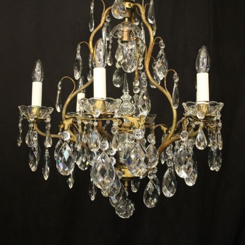 FRENCH GILDED 7 LIGHT ANTIQUE CRYSTAL CHANDELIER - ADDITIONAL PHOTO 5