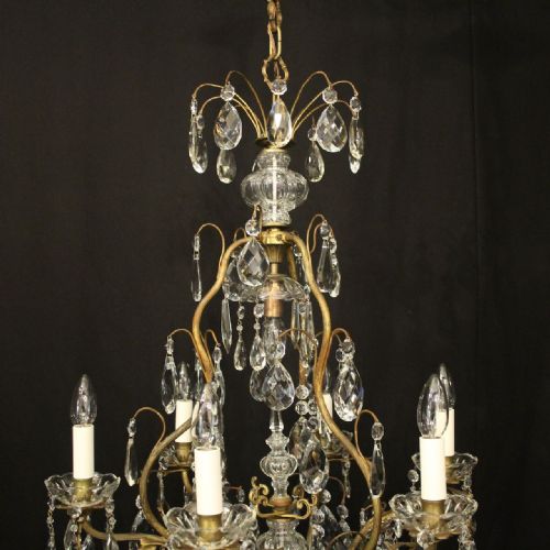 FRENCH GILDED 7 LIGHT ANTIQUE CRYSTAL CHANDELIER - ADDITIONAL PHOTO 7