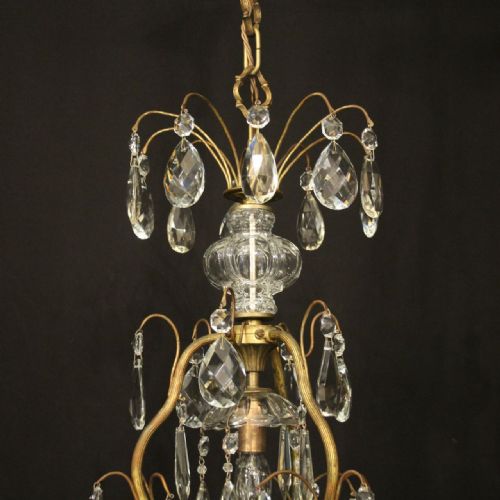 FRENCH GILDED 7 LIGHT ANTIQUE CRYSTAL CHANDELIER - ADDITIONAL PHOTO 8