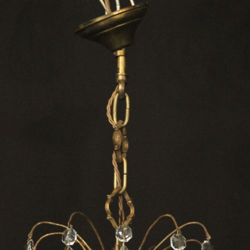 FRENCH GILDED 7 LIGHT ANTIQUE CRYSTAL CHANDELIER - ADDITIONAL PHOTO 9