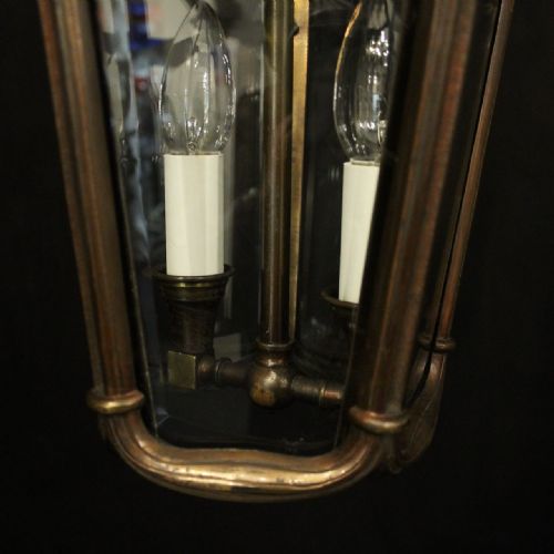 FRENCH PAIR BRONZE TWIN LIGHT ANTIQUE LANTERNS - ADDITIONAL PHOTO 8