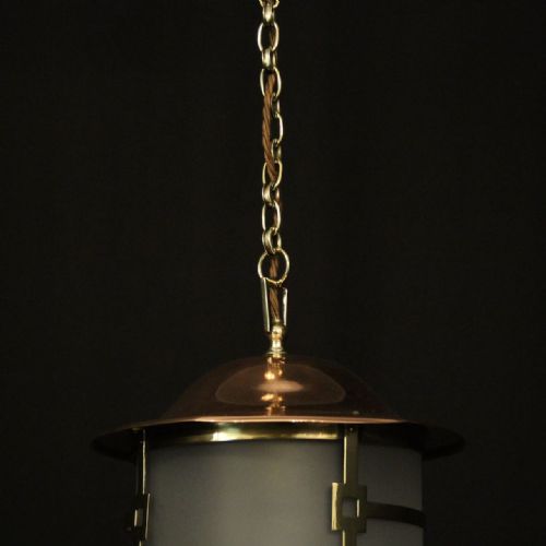 ENGLISH ART DECO SINGLE LIGHT ANTIQUE LANTERN - ADDITIONAL PHOTO 4