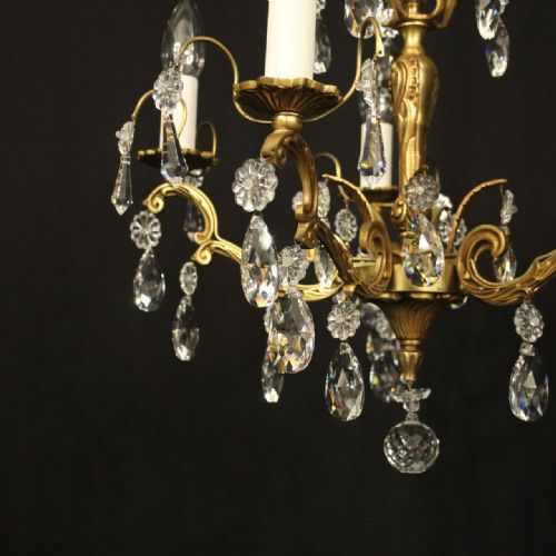 FRENCH GILDED CRYSTAL 5 LIGHT CHANDELIER - ADDITIONAL PHOTO 5