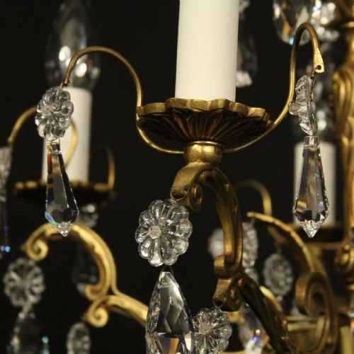 FRENCH GILDED CRYSTAL 5 LIGHT CHANDELIER - ADDITIONAL PHOTO 6