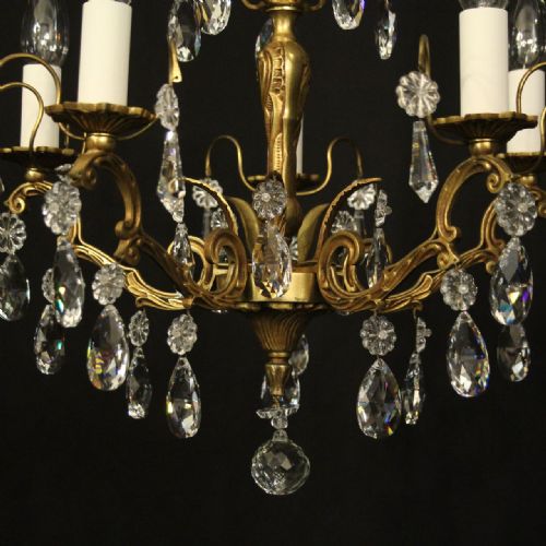FRENCH GILDED CRYSTAL 5 LIGHT CHANDELIER - ADDITIONAL PHOTO 7