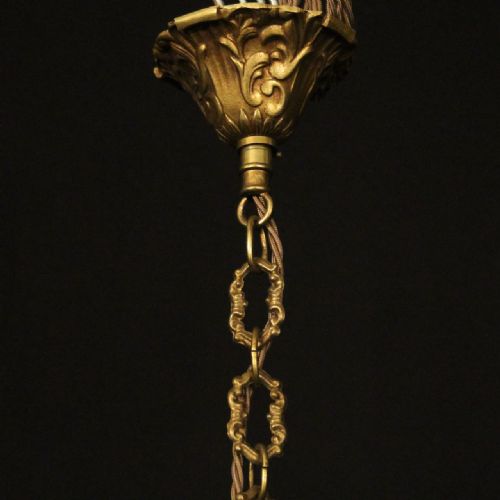 FRENCH GILDED CRYSTAL 5 LIGHT CHANDELIER - ADDITIONAL PHOTO 9