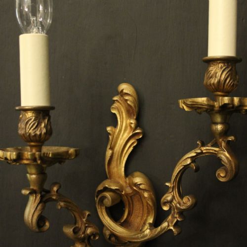 FRENCH PAIR OF GILDED BRONZE ANTIQUE WALL LIGHTS - ADDITIONAL PHOTO 5
