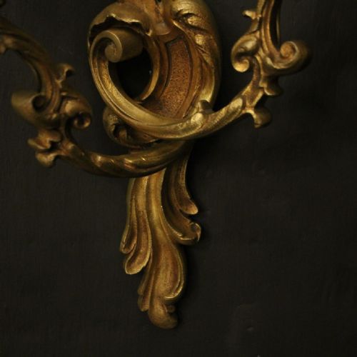 FRENCH PAIR OF GILDED BRONZE ANTIQUE WALL LIGHTS - ADDITIONAL PHOTO 8
