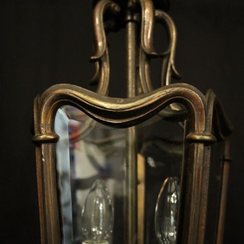 FRENCH PAIR BRONZE TWIN LIGHT ANTIQUE LANTERNS - ADDITIONAL PHOTO 7