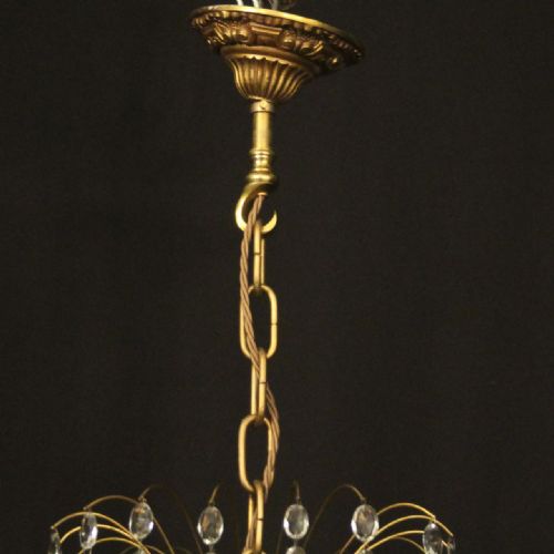 SWEDISH GILDED TENT WATERFALL 6 LIGHT ANTIQUE CHANDELIER - ADDITIONAL PHOTO 9