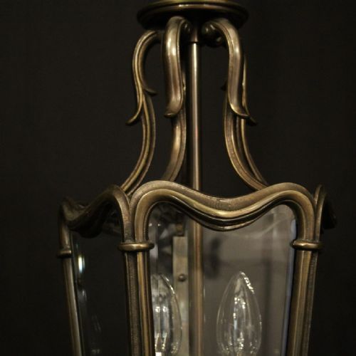 FRENCH BRONZE TWIN LIGHT ANTIQUE HALL LANTERN - ADDITIONAL PHOTO 3