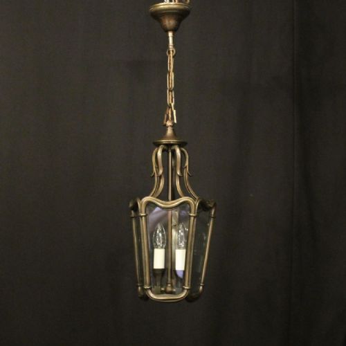 FRENCH BRONZE TWIN LIGHT ANTIQUE HALL LANTERN - ADDITIONAL PHOTO 4