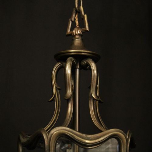 FRENCH BRONZE TWIN LIGHT ANTIQUE HALL LANTERN - ADDITIONAL PHOTO 8