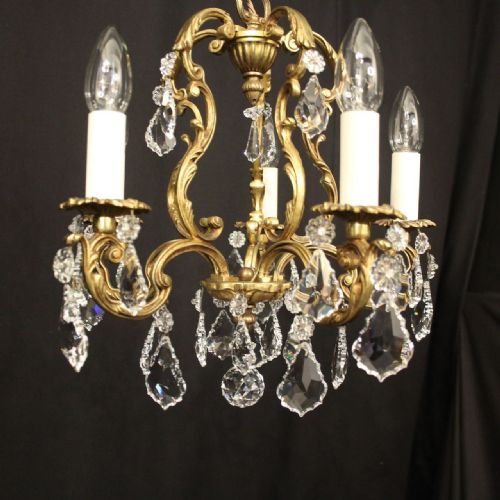 FRENCH GILDED CRYSTAL 5 LIGHT CHANDELIER - ADDITIONAL PHOTO 1