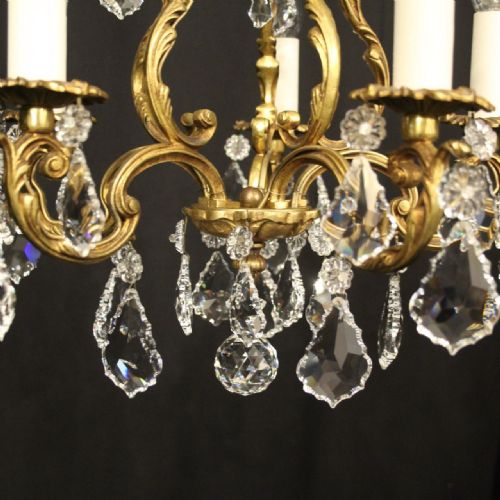 FRENCH GILDED CRYSTAL 5 LIGHT CHANDELIER - ADDITIONAL PHOTO 5