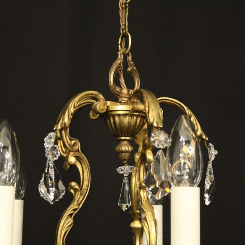 FRENCH GILDED CRYSTAL 5 LIGHT CHANDELIER - ADDITIONAL PHOTO 7