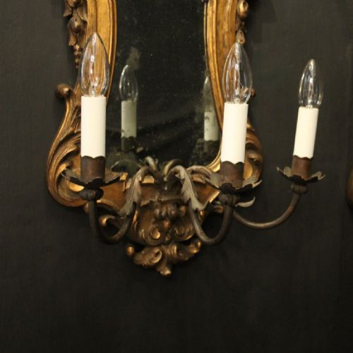 FLORENTINE PAIR OF GILTWOOD ANTIQUE GIRANDOLES - ADDITIONAL PHOTO 1