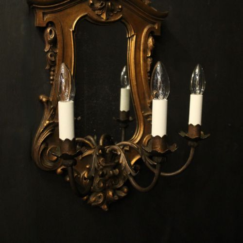 FLORENTINE PAIR OF GILTWOOD ANTIQUE GIRANDOLES - ADDITIONAL PHOTO 2