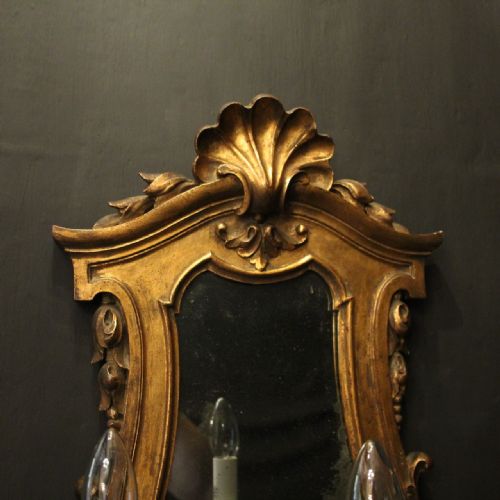 FLORENTINE PAIR OF GILTWOOD ANTIQUE GIRANDOLES - ADDITIONAL PHOTO 3