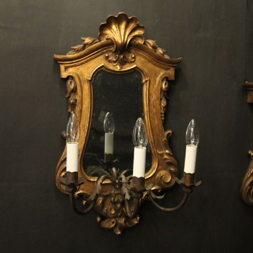 FLORENTINE PAIR OF GILTWOOD ANTIQUE GIRANDOLES - ADDITIONAL PHOTO 4