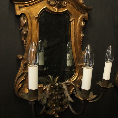 FLORENTINE PAIR OF GILTWOOD ANTIQUE GIRANDOLES - ADDITIONAL PHOTO 6