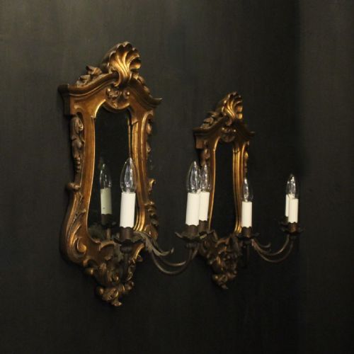 FLORENTINE PAIR OF GILTWOOD ANTIQUE GIRANDOLES - ADDITIONAL PHOTO 9