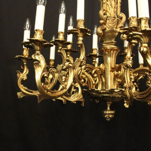 FRENCH LARGE GILDED BRONZE 16 LIGHT CHANDELIER - ADDITIONAL PHOTO 1