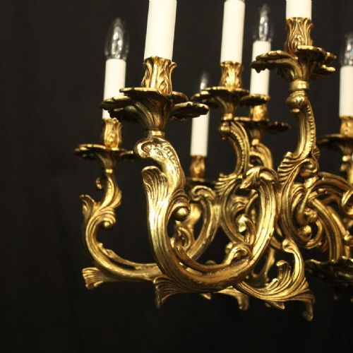 FRENCH LARGE GILDED BRONZE 16 LIGHT CHANDELIER - ADDITIONAL PHOTO 5